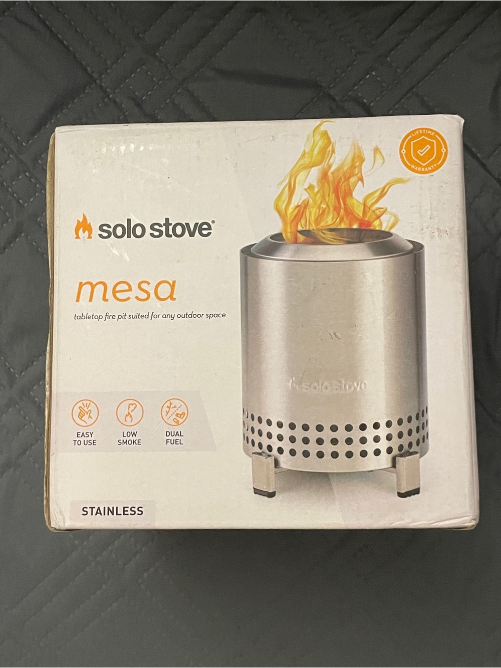 Solo Stove Mesa Tabletop Fire Pit | Stainless Steel | 6.8" H x 5.125" W